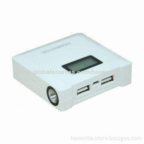 Portable Battery Charger for All Mobile Phones with LCD Display and Dual-USB Output Port